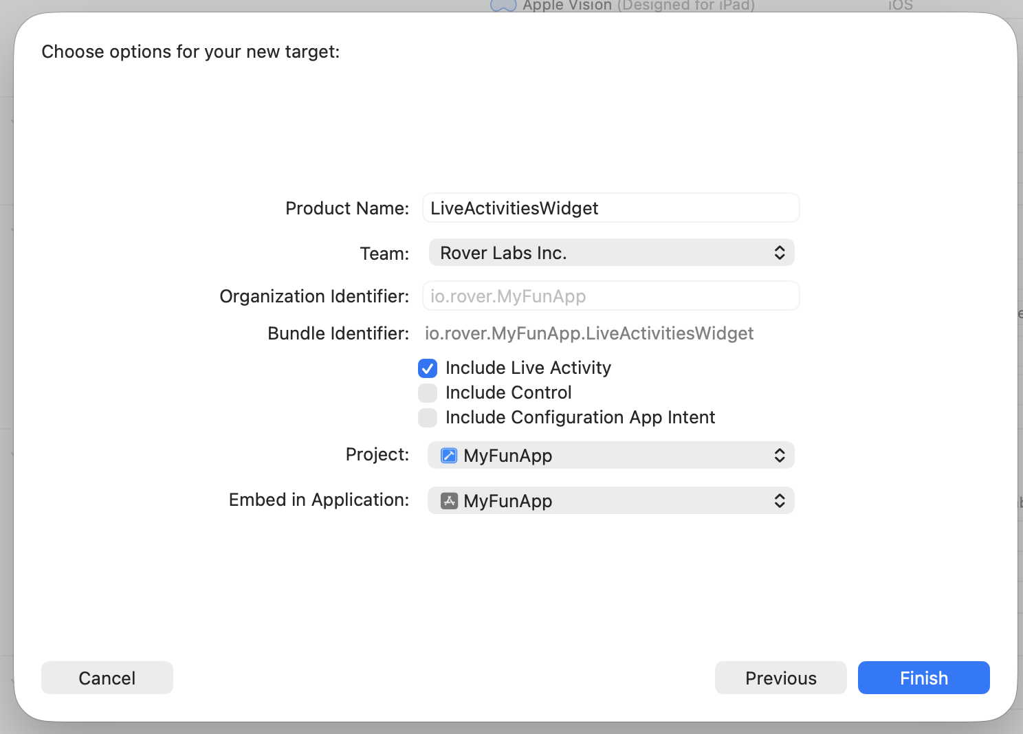 Widget Extension Configuration