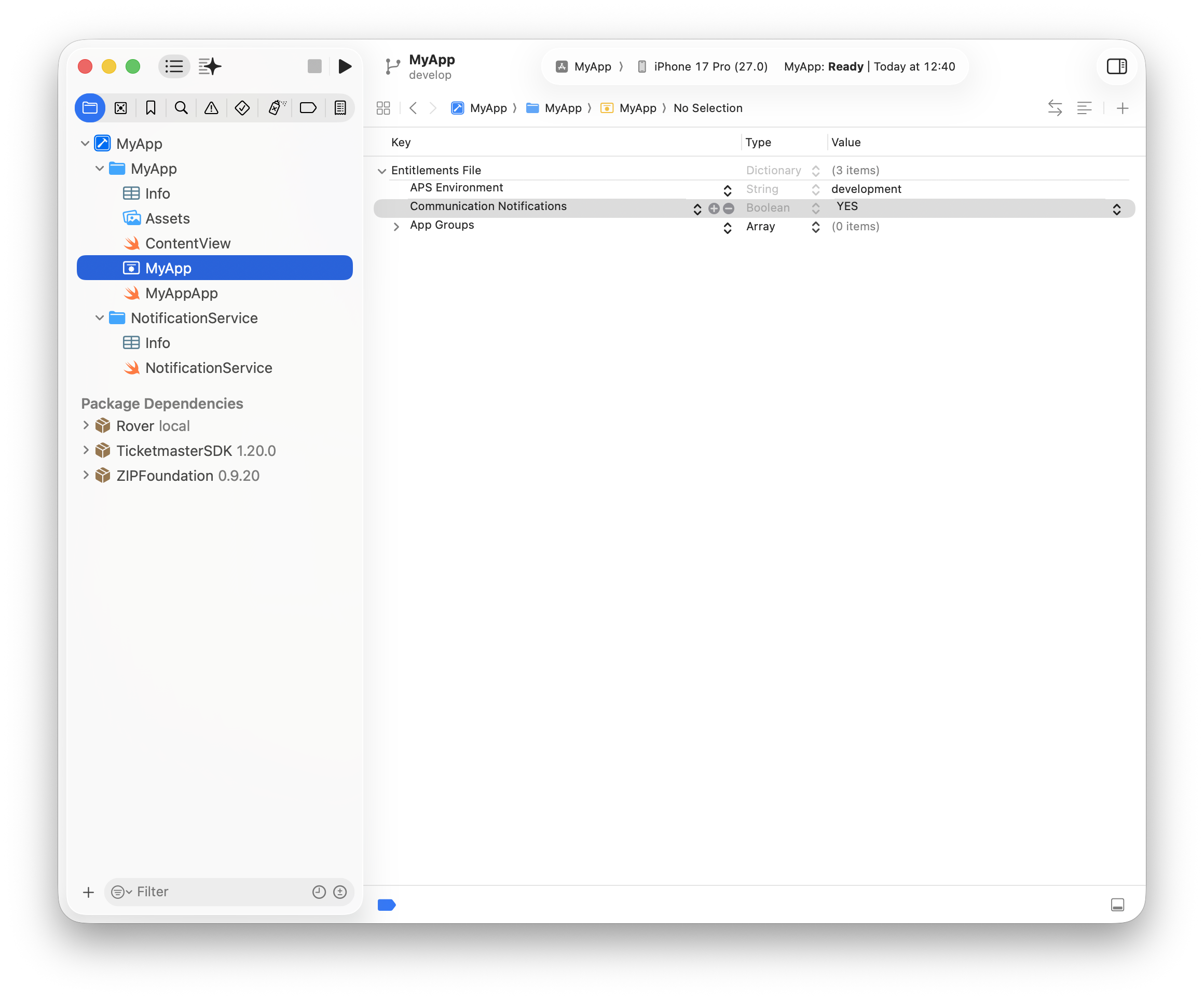 App Entitlements File Location